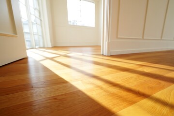 Sunlight Streaming Through Windows onto Gleaming Hardwood Floors  A Perfect Interior Design Element