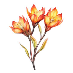 A Kangaroo Paw Bouquet, watercolor painting vector, high quality, isolated on a white background.