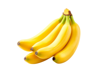 Fresh bunch of yellow bananas isolated on black background, Isolated On Transparent Background