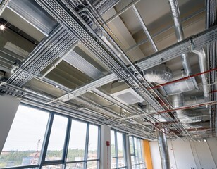 overhead hvac and electrical systems in ceiling construction
