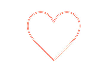 Neon heart shape glowing on a transparent background, symbolizing love, romance, and valentine's day