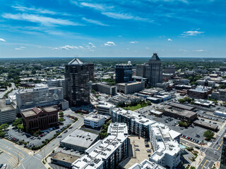 aerial view of the city in Spring.