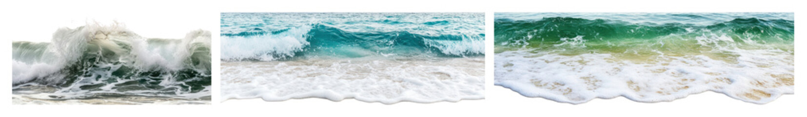Fototapeta premium PNG Vibrant ocean waves crashing, element set on transparent background