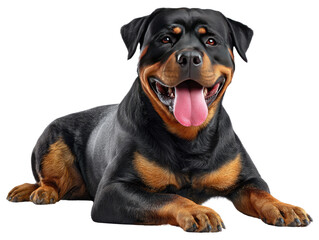 Rottweiler Resting: A regal Rottweiler with a glossy coat reclines in a state of ease, its posture radiating both strength and serenity. It's a portrait of canine elegance and calm.