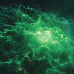 Fototapeta premium Vibrant Green Nebula in Deep Space