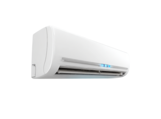 Modern white air conditioner unit isolated on black background, Isolated On Transparent Background