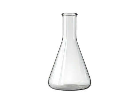 Empty glass erlenmeyer flask on black background scientific laboratory equipment, Isolated On Transparent Background