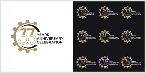 anniversary set logotype vector with brown and white color for special celebration day