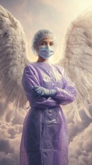 Fototapeta premium A woman in a purple gown with a white hat and gloves