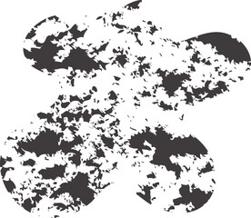 Black, abstract oval shape with smooth curves and textured charcoal grain fill.