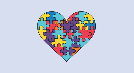 Autism Spectrum Disorder Puzzle Pieces Symbol Heart Shape