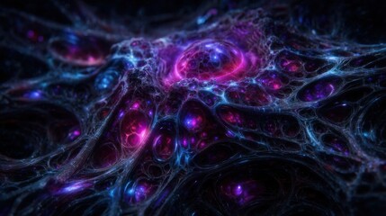 A purple and blue blob with many small circles