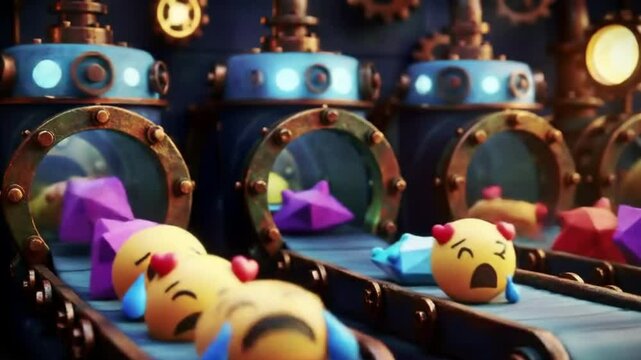 Mechanical Emoji Factory Produces Expressive Icons in a Whimsical Assembly Line