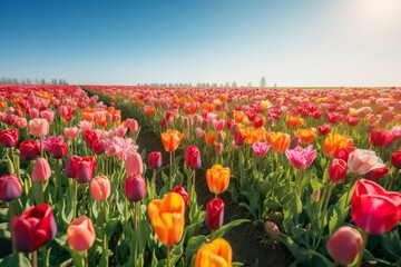 Dutch Tulip Fields in Bloom During the Spring Festival