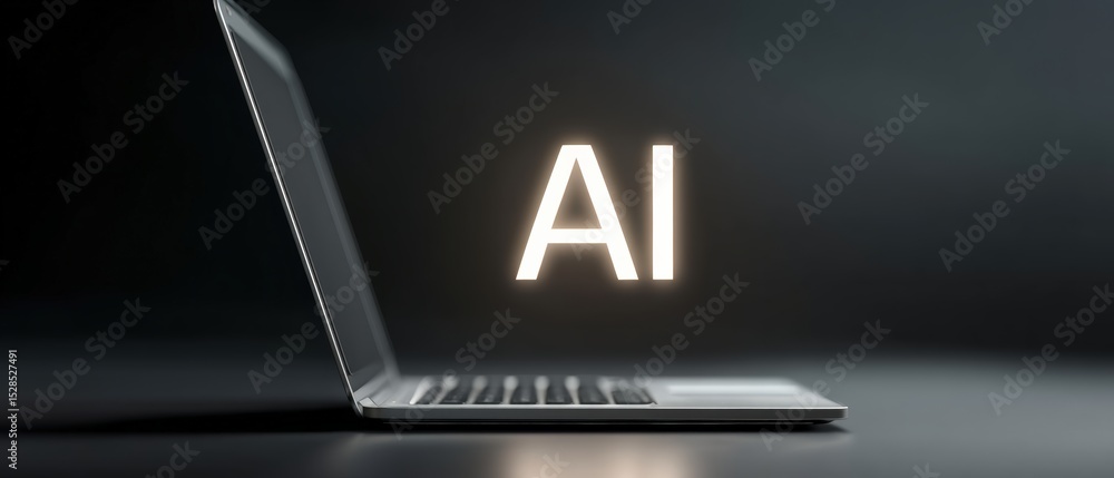 Poster ai technology revolution digital workspace visual content dark environment side view future concepts