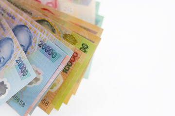 Vietnamese dong banknotes. Money concept