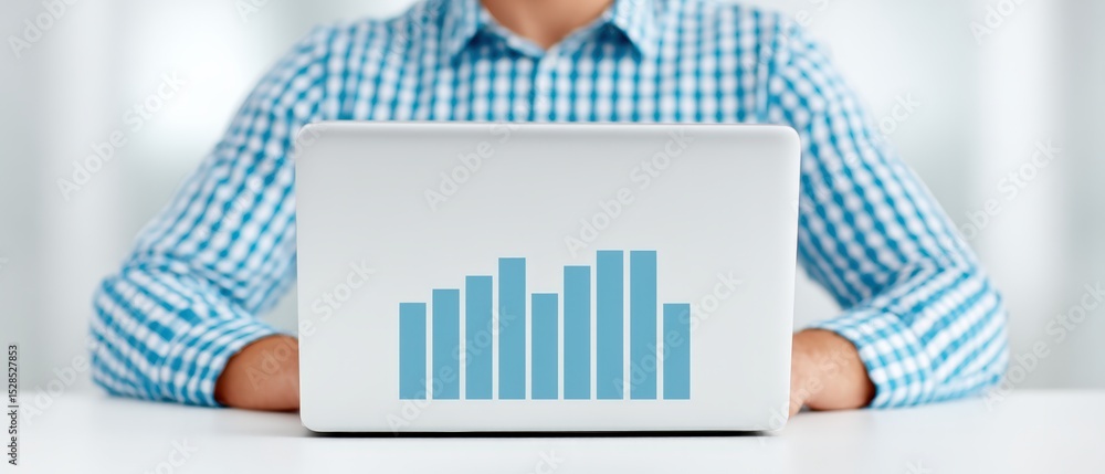 Poster analyzing business growth trends office environment digital workspace focused viewpoint data visuali
