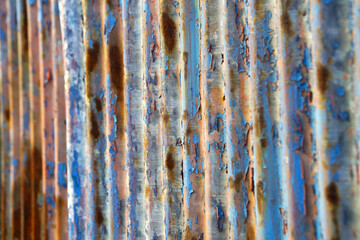 Abstract Metallic Texture with Blue and Rusty Color Patterns