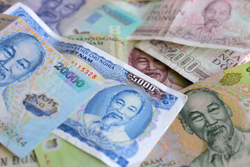 Vietnamese dong banknotes. Money concept