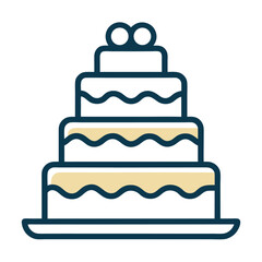 Layered Wedding Cake – Line Illustration Vector Icon