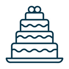 Layered Wedding Cake – Line Illustration Vector Icon