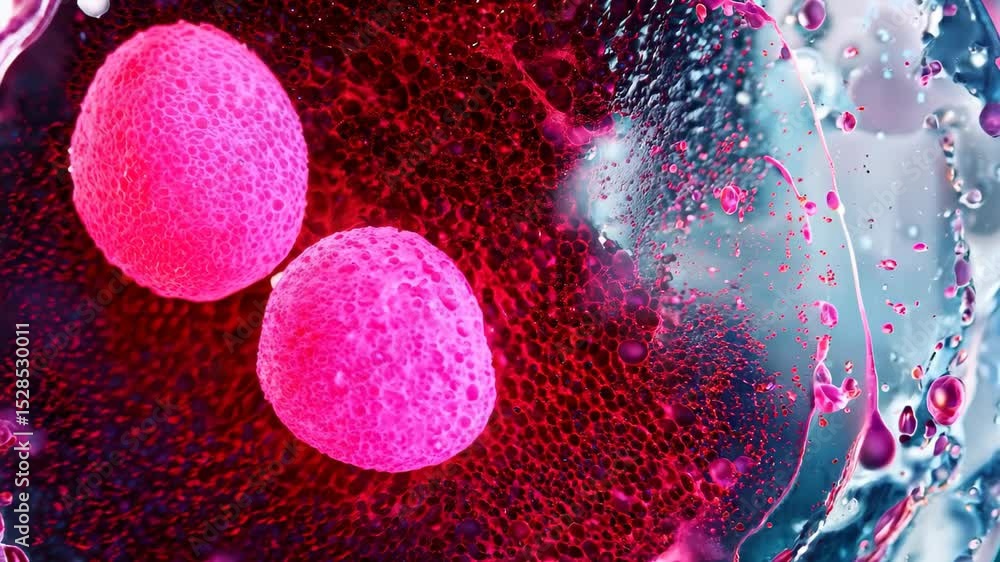 Poster abstract close-up of cells with nucleus in colorful background