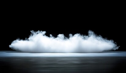 White Smoke Cloud on Black Background