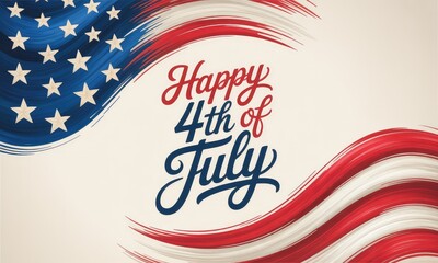 Patriotic fourth of july background with flag and brushstrokes