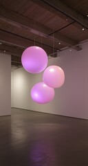 Pink Glowing Spheres Art Installation