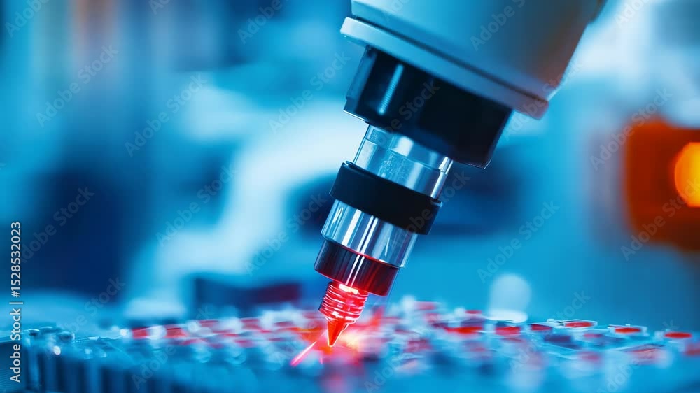 Poster advanced laboratory equipment with precision instruments in action