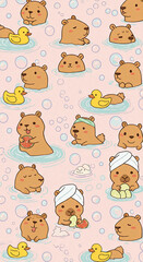 Fototapeta premium Capybara Relaxing Wallpaper Background