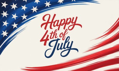 Happy 4th of july american flag design with text overlay