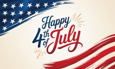 Happy 4th of july patrioitc design with flag background