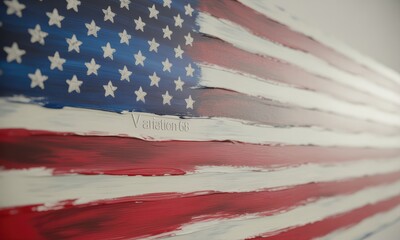 Textured american flag painting red white blue brushstrokes closeup view