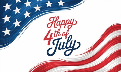 Festive fourth of july american flag design red white blue brushstrokes