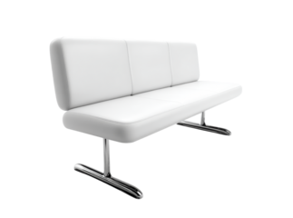 Modern white leather three seater sofa contemporary design minimalist furniture, Isolated On Transparent Background