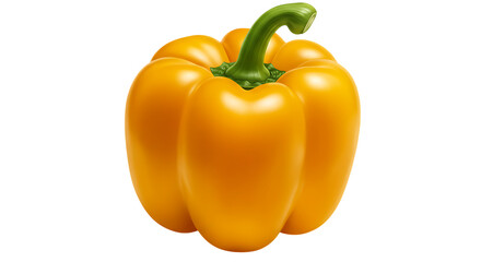 Single ripe yellow bell pepper isolated on white background perfect for healthy food and cooking recipes