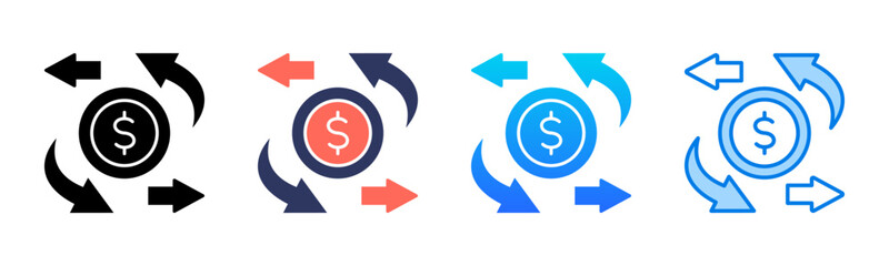 Cashflow icon sheet multiple style collection