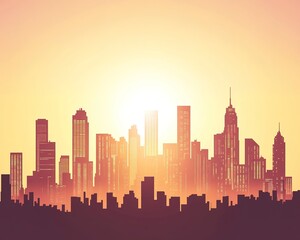 Silhouette Cityscape At Sunset