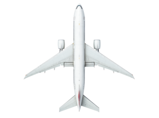 White airplane top view isolated black background, Isolated On Transparent Background