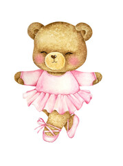 little ballerina bear watercolor