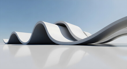  Wavy White Architectural Form with Futuristic Minimalist Aesthetic