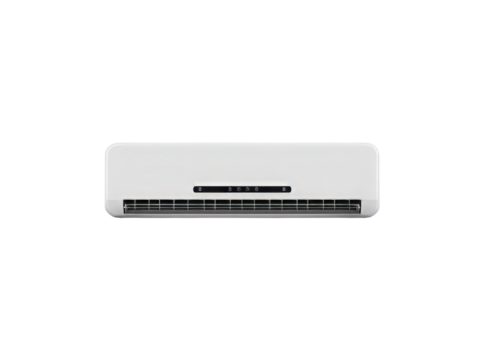 Modern white air conditioner unit isolated on black background, Isolated On Transparent Background