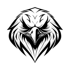 "A fierce eagle mascot logo for an esports team, with sharp lines, glowing eyes, and a modern gamer aesthetic in red and black color scheme."





