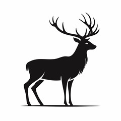 Obraz premium Silhouette of a majestic stag with large antlers in a minimalistic flat design style