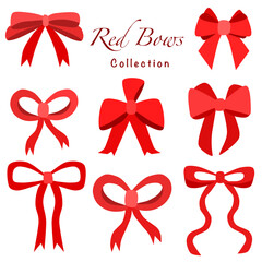 red bows collection for give or decoration