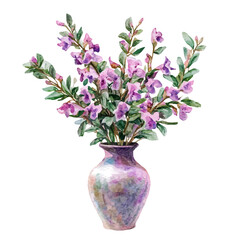 watercolor of A Fringed Polygala In A Vase, vector high quality, isolated on a white background.