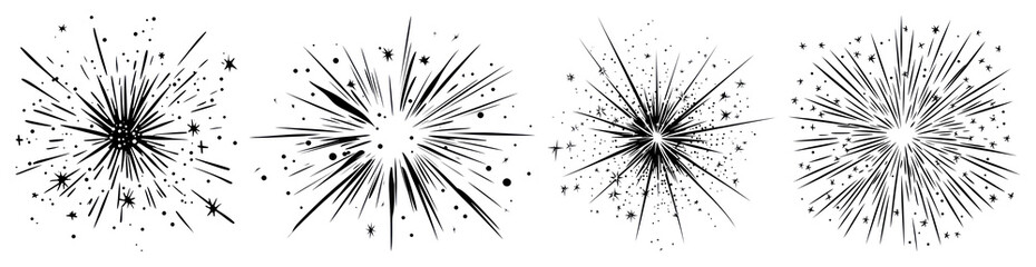 Obraz premium PNG Abstract starburst black design, element set on transparent background