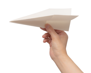 紙ヒコーキを飛ばす手