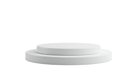 Two tiered white round pedestal display stand isolated on white background